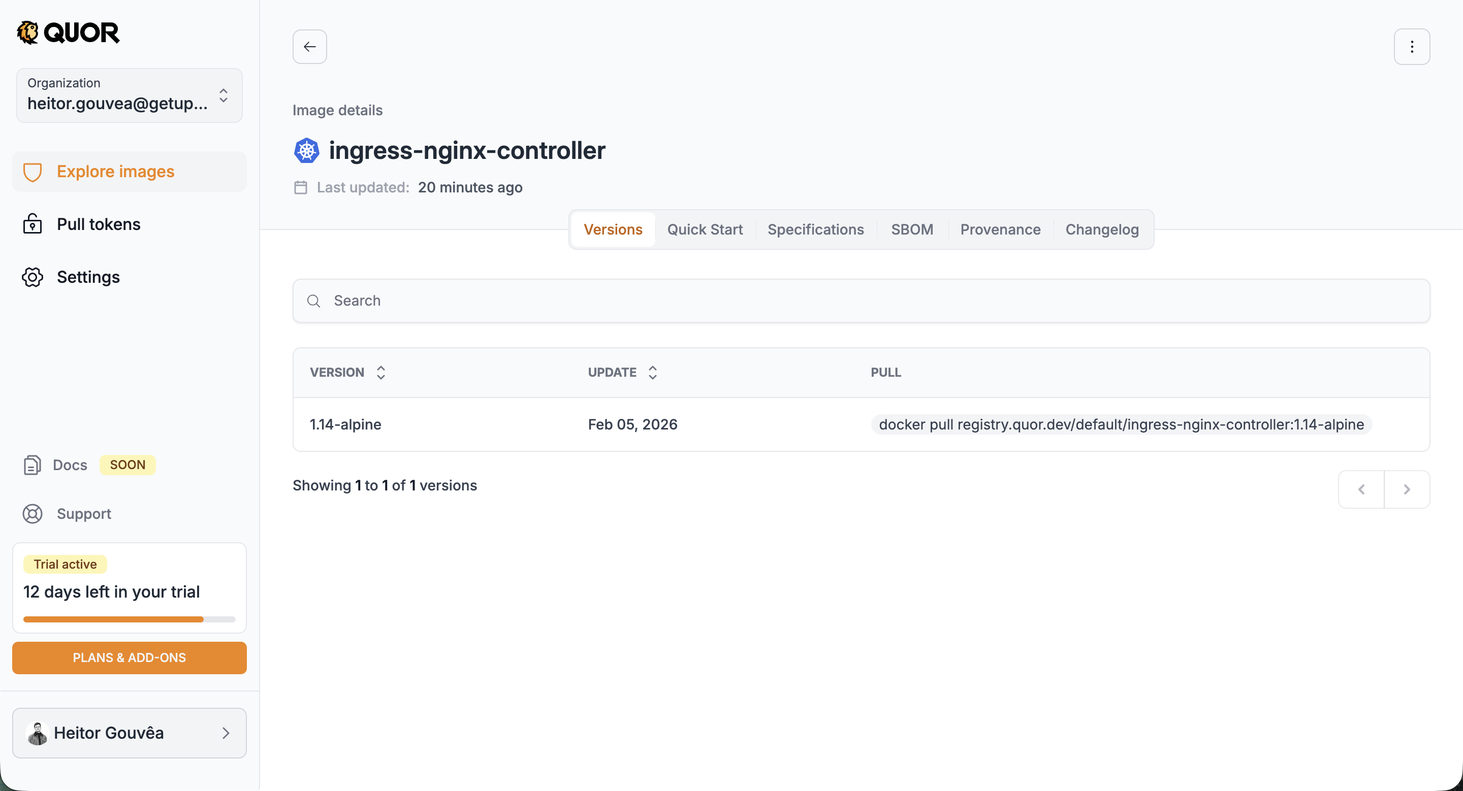Detalhes da imagem - Versions