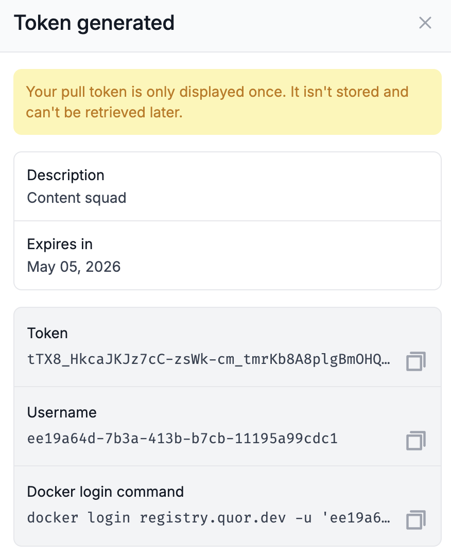 Token gerado com sucesso